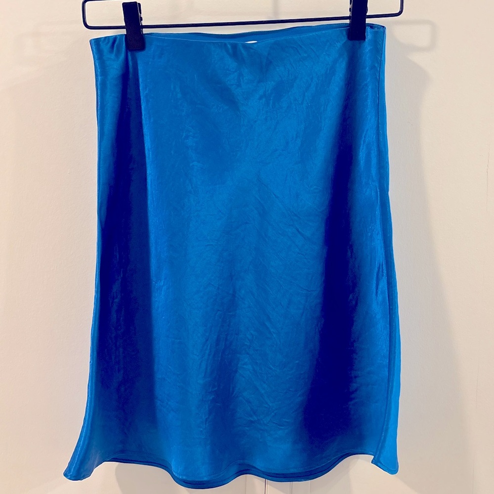 Aritzia/Babaton Blue Silk Mini Skirt